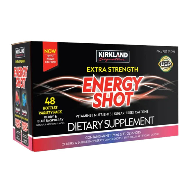EXTRA STRENGTH ENERGY SHOT. 48 BOTTLES - 2 OUNCES EACH