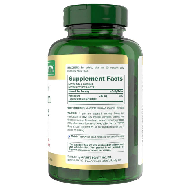 MAGNESIUM GLYCINATE 240mg. 180 CAPSULES