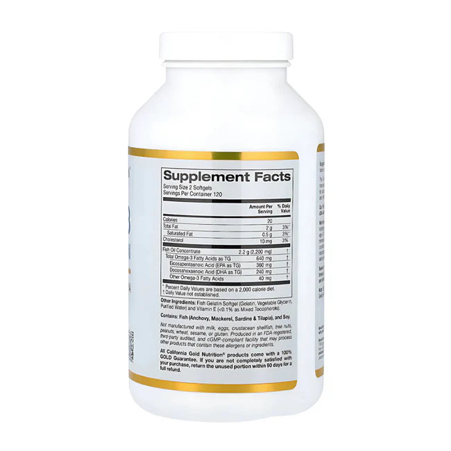 OMEGA-3, PREMIUM FISH OIL. 240 FISH GELATIN SOFTGELS