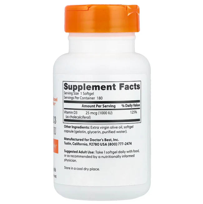 VITAMIN D3, 25mcg (1,000 IU) 180 SOFTGELS