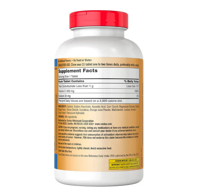 CHEWABLE VITAMIN C 500mg. 500 TABLETS
