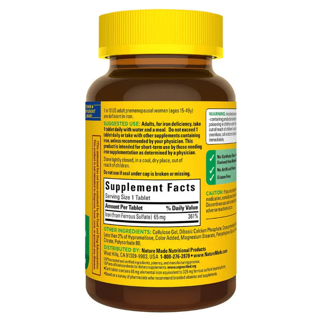 IRON 65mg. 365 Tablets