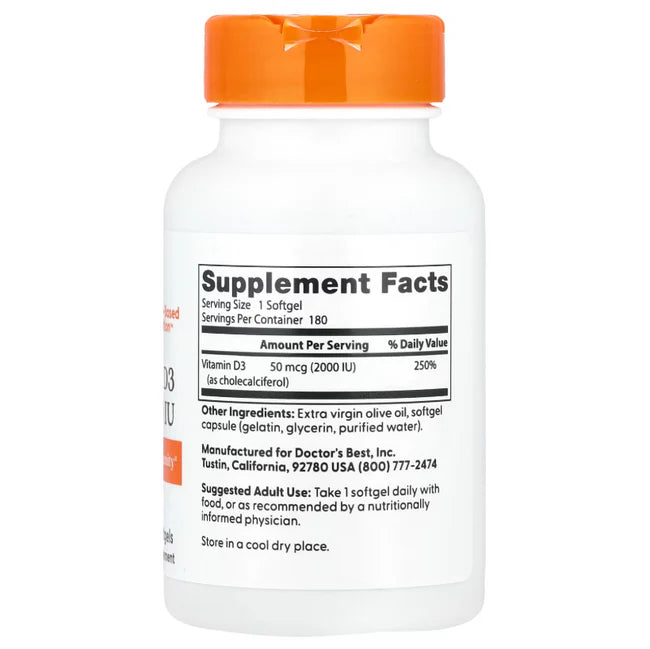 VITAMIN D3, 50mcg (2,000 IU) 180 SOFTGELS