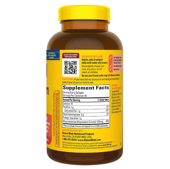 MAGNESIUM CITRATE 250mg. 180 SOFTGELS