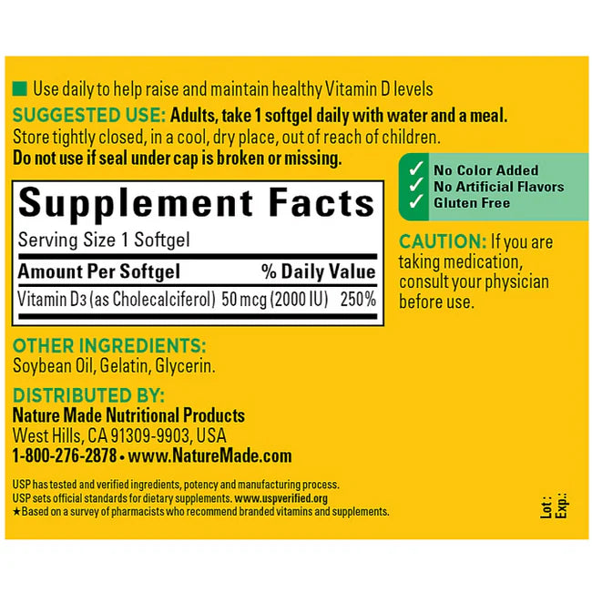 VITAMIN D3 2,000iu 50mcg 320 SOFTGELS