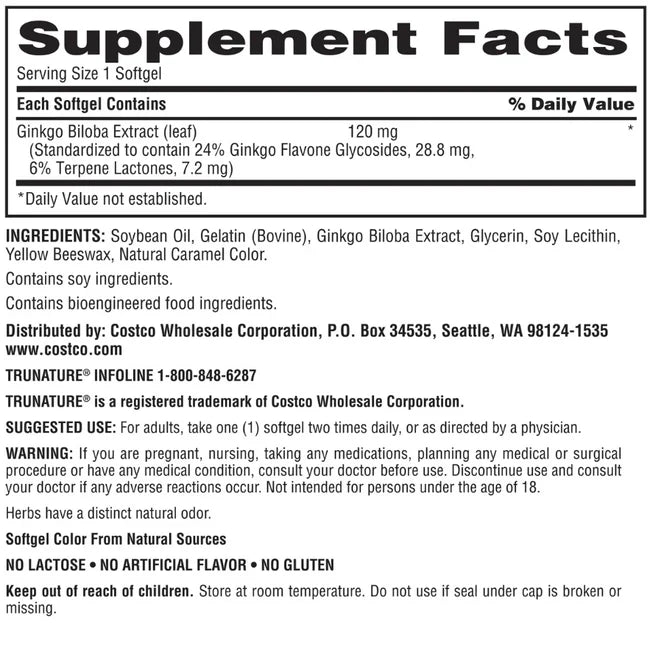 GINKGO BILOBA. 340 SOFTGELS