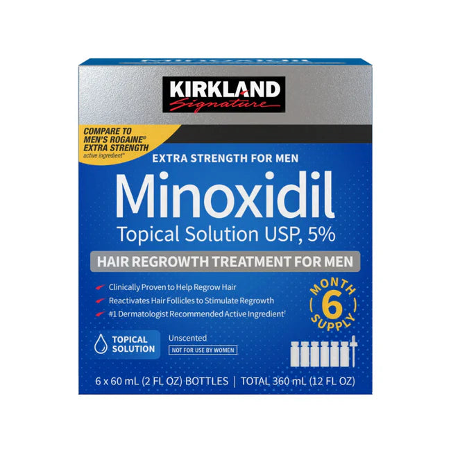 HAIR REGROWTH TREATMENT EXTRA STRENGTH FOR MEN, 5% MINOXIDIL TOPICAL SOLUTION, 2fl oz. 6 PACK