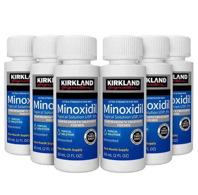 HAIR REGROWTH TREATMENT EXTRA STRENGTH FOR MEN, 5% MINOXIDIL TOPICAL SOLUTION, 2fl oz. 6 PACK
