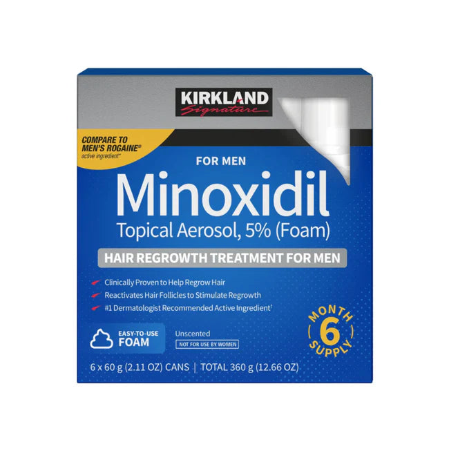HAIR REGROWTH TREATMENT MINOXIDIL FOAM FOR MEN, 2.11oz. 6-COUNT