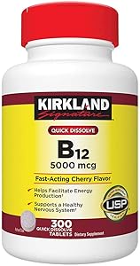 QUICK DESSOLVE CHERRY FLAVOR B12 5,000mcg METHYLCOBALAMIN FORM. 300 TABLETS