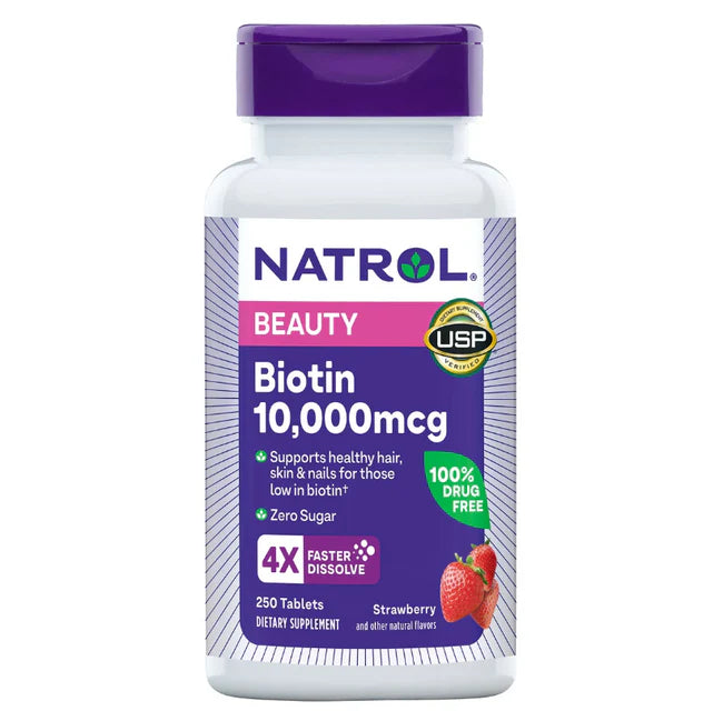 BIOTIN 10,000mcg. FAST DISSOLVE TABLETS, 250 TABLETS